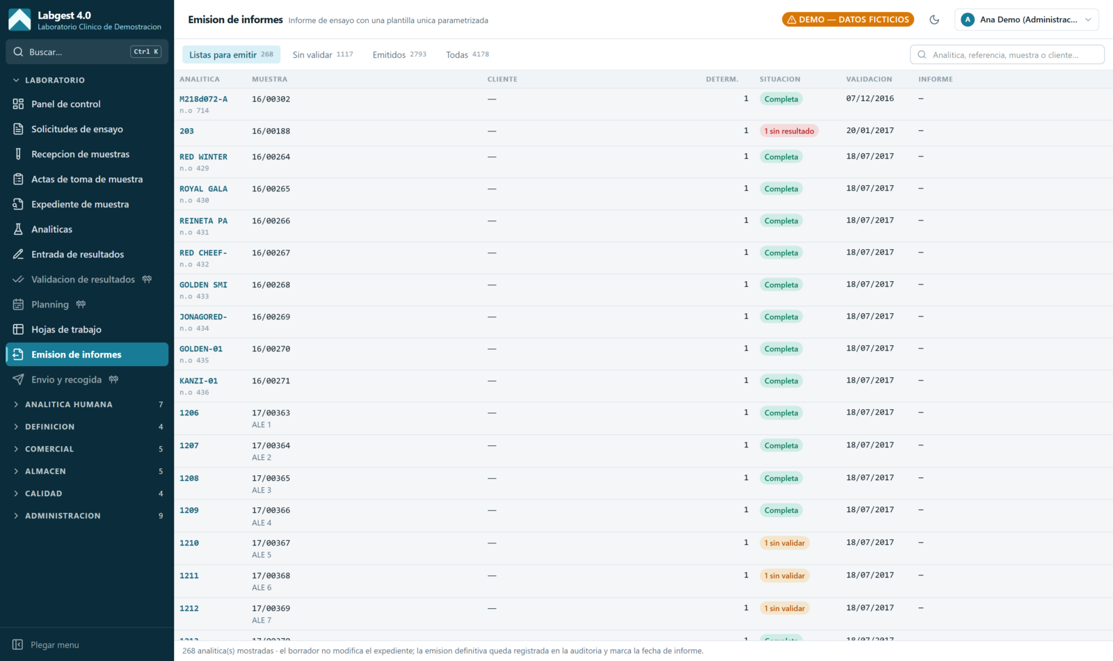 Emisión de informes de ensayo de Labgest